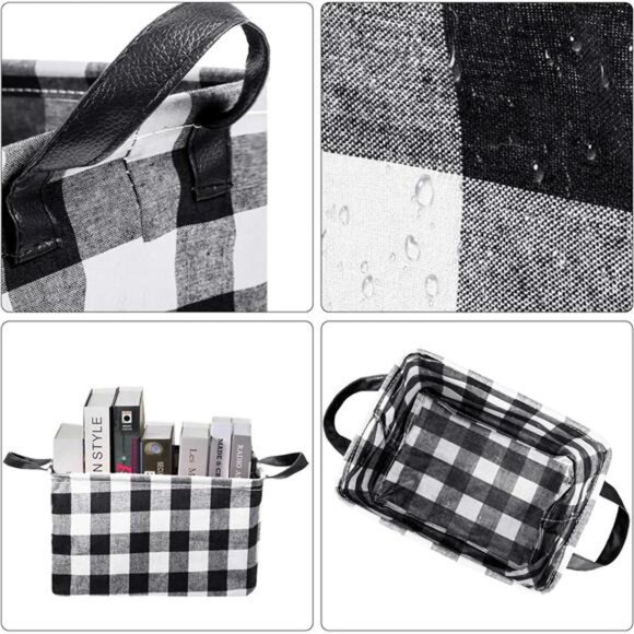 6Pcs Buffalo Plaid Basket Square Storage Basket Buffalo Check Basket Bin Storage - Picture 3 of 7